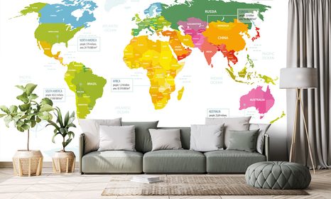 SAMOLEPÍCÍ TAPETA VÝJIMEČNÁ MAPA S BÍLÝM POZADÍM - SAMOLEPÍCÍ TAPETY - TAPETY