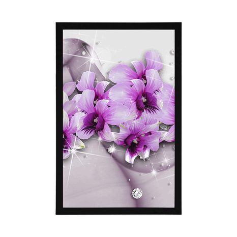 POSTER – FIORI VIOLA SU SFONDO ASTRATTO - FIORI - POSTER