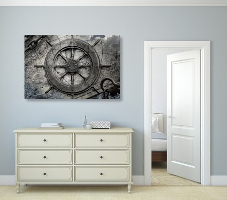 OBRAZ NÁMOŘNICKÉ KORMIDLO - VINTAGE A RETRO OBRAZY - OBRAZY