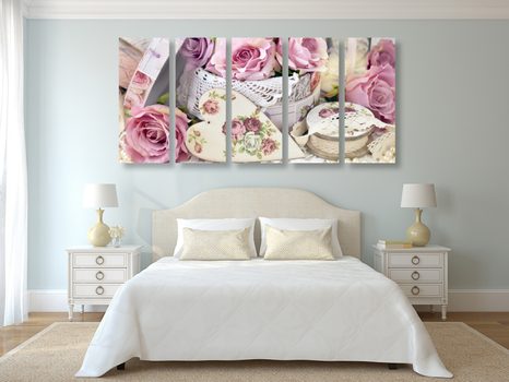 5-DÍLNÝ OBRAZ ROMANTICKÝ VINTAGE STYL - VINTAGE A RETRO OBRAZY - OBRAZY