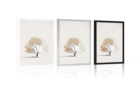 PLAGÁT MINIMALISTICKÝ STROM S LISTAMI - STROMY A LISTY - PLAGÁTY