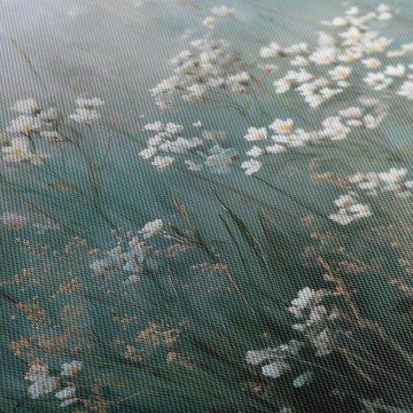 5-TEILIGES WANDBILD BLUMENFELD IM NEBEL - BILDER BLUMEN - BILDER