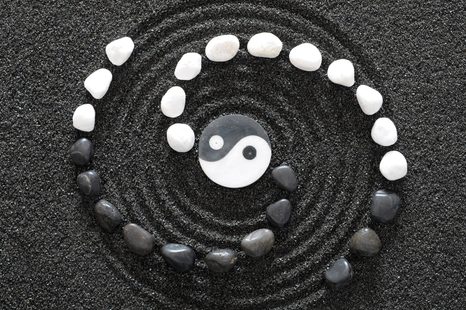 WANDBILD HARMONISCHES YIN UND YANG - SCHWARZ-WEISSE BILDER - BILDER