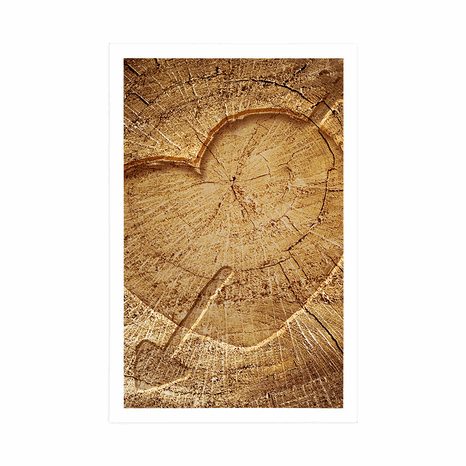 POSTER AUSGESCHNITTENES HERZ AUF DEM BAUMSTUMPF - NATUR - POSTER