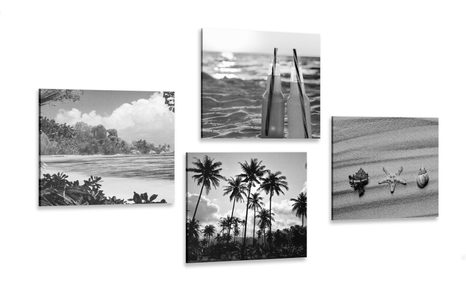SET OF PICTURES VACATION BY THE SEA IN BLACK & WHITE