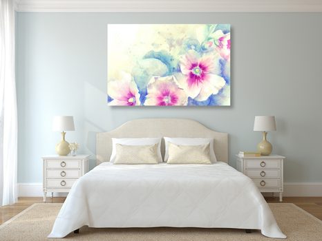 WANDBILD AQUARELLILLUSTRATION VON ROSA BLUMEN - BILDER BLUMEN - BILDER