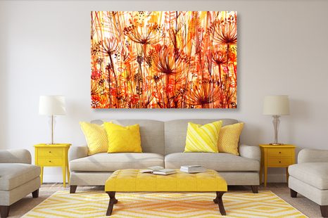 OBRAZ PAMPELIŠKA V ORANŽOVÝCH ODSTÍNECH - ABSTRAKTNÍ OBRAZY - OBRAZY