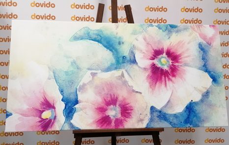 WANDBILD BLUMEN IN ROSA AQUARELL - BILDER BLUMEN - BILDER