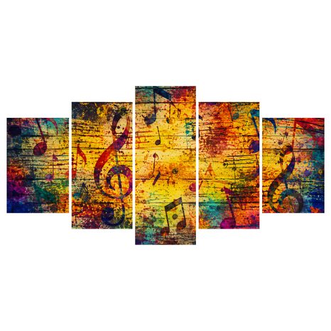 5-TEILIGES WANDBILD MUSIKALISCHE SYMPHONIE DER FARBEN - MUSIKBILDER - BILDER