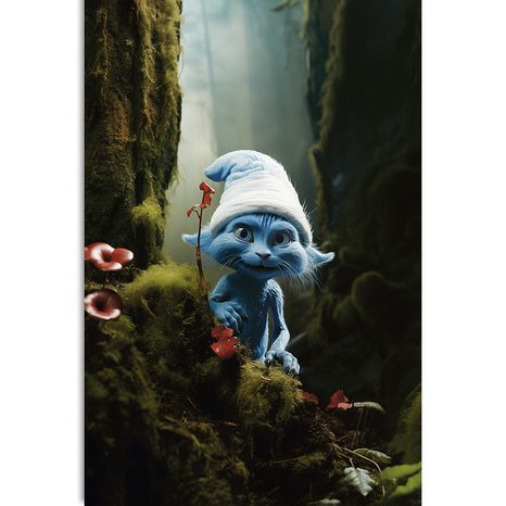 OBRAZ MODRÁ KOČKA S BÍLOU ČEPICÍ V LESE - DOVIDO CHALLENGE - OBRAZY