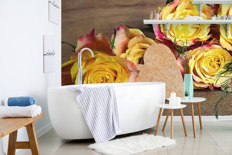 SELBSTKLEBENDE FOTOTAPETE GELBE ROSEN ZUM VALENTINSTAG - SELBSTKLEBENDE TAPETEN - TAPETEN