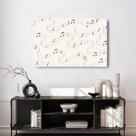 WANDBILD MUSIKALISCHE NOTEN AUF WELLEN - MUSIKBILDER - BILDER