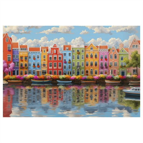 WANDBILD BUNTE HÄUSER AM KANAL - BUNTE HÄUSER - BILDER