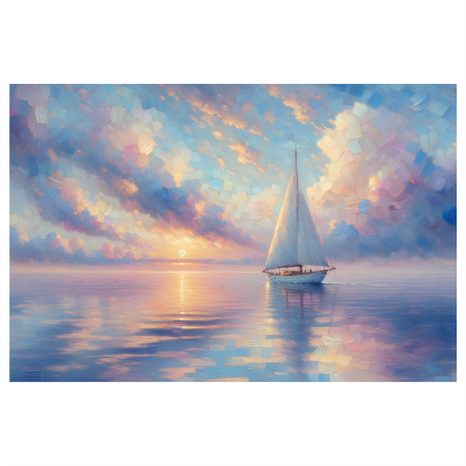 WANDBILD SEGELBOOT AUF RUHIGEM MEER - BILDER MEER UND STRAND - BILDER