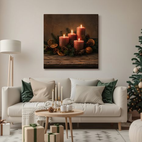 CANVASTAVLA VARM ADVENTSDEKORATION MED LJUS - JUL- OCH VINTERTAVLOR - TAVLOR