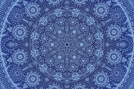 TAPETA OKRASNÁ MANDALA S KRAJKOU V MODRÉ - TAPETY FENG SHUI - TAPETY
