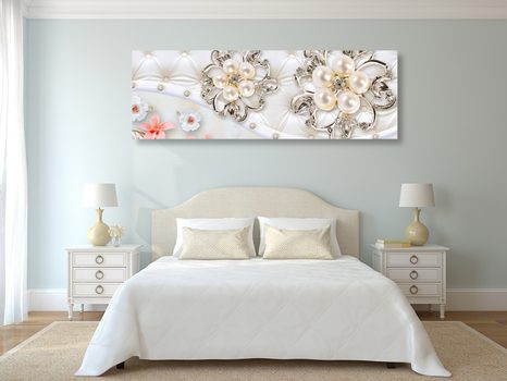 QUADRO SU TELA – GIOIELLI CON MOTIVO FLOREALE - QUADRI ASTRATTO - STAMPE E QUADRI