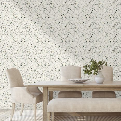 TAPETE SANFTES GRÜNES TERRAZZO-MUSTER - GEMUSTERTE TAPETEN - TAPETEN