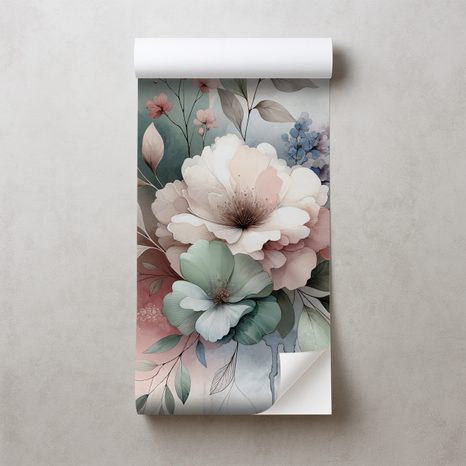SAMOLEPÍCÍ TAPETA PASTELOVÉ AKVARELOVÉ KVĚTY - TAPETY KVĚTINY - TAPETY