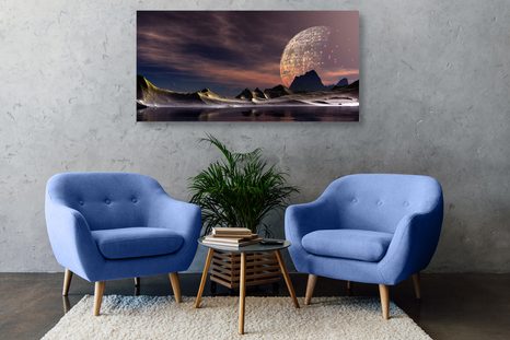 WANDBILD FUTURISTISCHER PLANET - BILDER VON UNIVERSUM UND STERNEN - BILDER