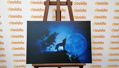 TABLOU LUPUL ÎN LUNA PLINĂ - TABLOURI ANIMALE - TABLOURI