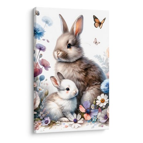 WANDBILD SÜSSE HÄSCHEN ZWISCHEN BLUMEN - 🔥 TOTALAUSVERKAUF