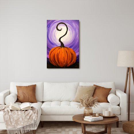 QUADRO SU TELA – ZUCCA MAGICA NELLA NOTTE - QUADRI HALLOWEEN E HORROR - STAMPE E QUADRI