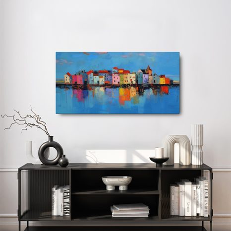SLIKA ŠARENE KUĆICE IZNAD VODE - ŠARENE KUĆE - SLIKE