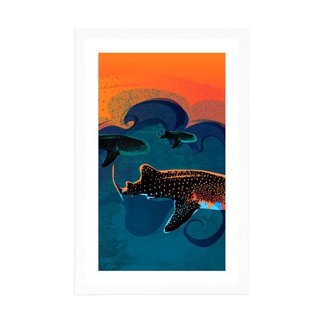 POSTER MIT PASSEPARTOUT MEER VOLLER FISCHE - MOTIVE AUS UNSERER WERKSTATT - POSTER