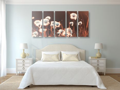 5-DÍLNÝ OBRAZ BAVLNĚNÁ TRÁVA - OBRAZY PŘÍRODY A KRAJINY - OBRAZY