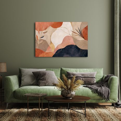 WANDBILD ELEGANTE ABSTRAKTION MIT BLÄTTERN - WANDBILDER ABSTRAKTE FORMEN - BILDER