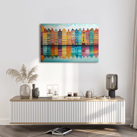 OBRAZ BAREVNÉ DOMY U KANÁLU - BAREVNÉ DOMY - OBRAZY