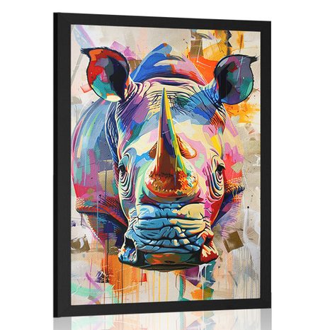 POSTER RINOCER CU IMITAȚIA PICTURII - RINOCERI - POSTERE
