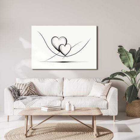 WANDBILD VERSCHLUNGENE HERZEN IN LINIEN - BILDER MIT LIEBESMOTIVEN - BILDER