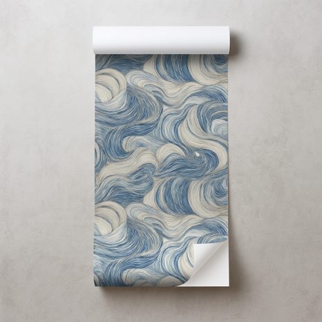 SAMOLEPÍCÍ FOTOTAPETA MODRÉ VLNY V POHYBU - VZOROVANÉ TAPETY - TAPETY