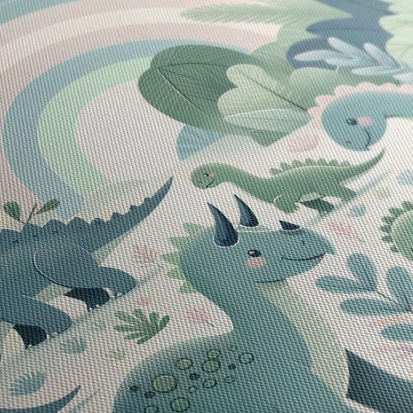 5-DÍLNÝ OBRAZ DINO SVĚT S DUHOU A ZELENOU DŽUNGLÍ - DĚTSKÉ OBRAZY ZVÍŘÁTKA - OBRAZY