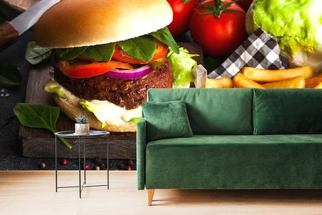 ΤΟΙΧΟΓΡΑΦΊΑ ΑΜΕΡΙΚΑΝΙΚΌ ΧΆΜΠΟΥΡΓΚΕΡ - ΤΑΠΕΤΣΑΡΊΑ ΓΙΑ ΦΑΓΗΤΌ ΚΑΙ ΠΟΤΌ - ΤΑΠΕΤΣΑΡΊΕΣ