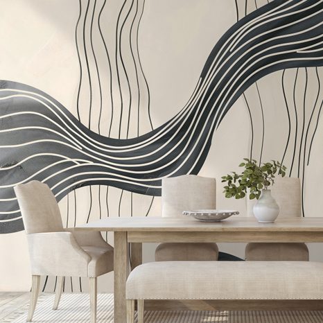 TAPET AUTOADEZIV VALURI ABSTRACTE ALB-NEGRU - TAPET ABSTRACT - TAPETURI