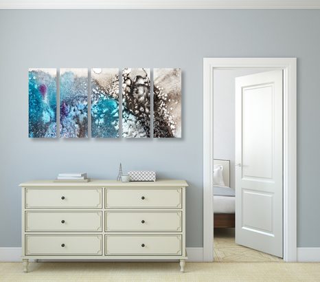 TABLOU 5-PIESE ABSTRACȚIE DE ACUARELĂ - TABLOURI ABSTRACTE - TABLOURI