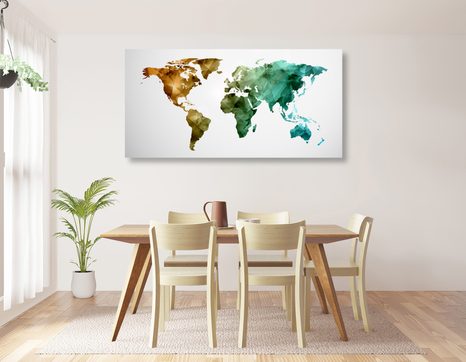 QUADRO IN SUGHERO – MAPPA DEL MONDO POLIGONALE COLORATA - QUADRI SU SUGHERO - STAMPE E QUADRI