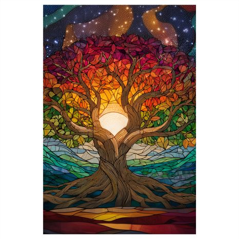 WANDBILD MYSTISCHER BAUM DES LEBENS UND STERNE - BILDER BÄUME DES LEBENS - BILDER