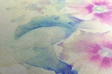 WANDBILD BLUMEN IN ROSA AQUARELL - BILDER BLUMEN - BILDER