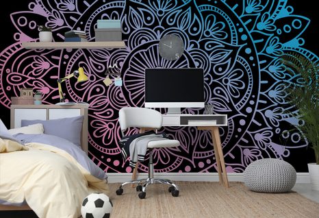 CARTA DA PARATI – MANDALA SU SFONDO SCURO - CARTA DA PARATI FENG SHUI - CARTA DA PARATI