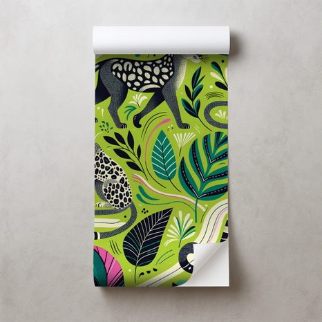 SELBSTKLEBENDE TAPETE LEOPARDEN IM TROPISCHEN DSCHUNGEL - TAPETEN MIT TIERMOTIVEN - TAPETEN