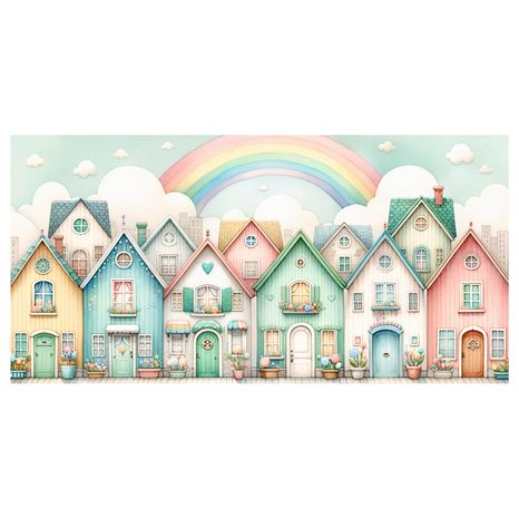 OBRAZ POHÁDKOVÁ ULICE S VESELOU DUHOU - DĚTSKÉ OBRAZY - OBRAZY