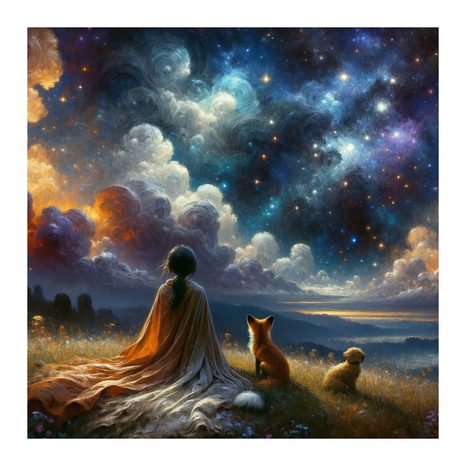 OBRAZ POSTAVA S LIŠKOU A PSEM - OBRAZY LIDÍ - OBRAZY