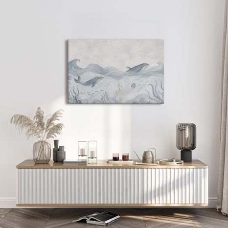 WANDBILD WALE IM RUHIGEN MEER - WANDBILDER WALE - BILDER