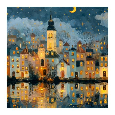 SLIKA BLAGDANSKI MIR NAD RIJEKOM - ŠARENE KUĆE - SLIKE