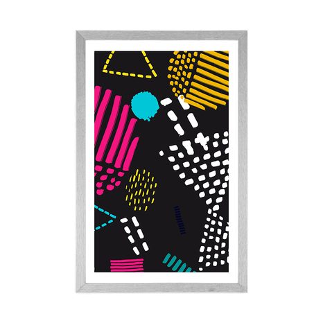 PLAKAT S PASPARTUJEM MODERNI MEMPHIS VZOREC - POP ART - PLAKATI