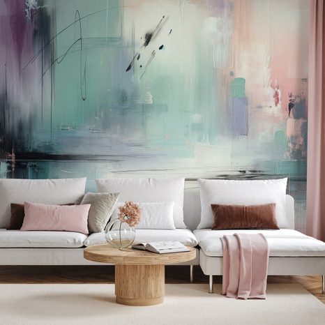 SELBSTKLEBENDE TAPETE PASTELLFARBENE ABSTRAKTE PINSELSTRICHE - ABSTRAKTE TAPETEN - TAPETEN